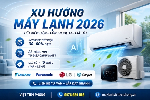 Xu hướng chọn mua máy lạnh 2026: Tiết kiệm điện – Công nghệ AI – Giá hợp lý
