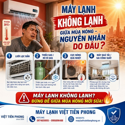 Máy lạnh không lạnh giữa mùa nóng ? Nguyên nhân phổ biến và cách xử lý nhanh tại nhà