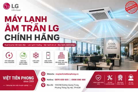 Máy lạnh âm trần LG – Giải pháp điều hòa thương mại hiện đại, tiết kiệm điện cho mọi công trình
