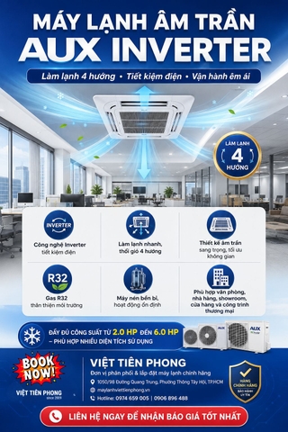 Máy Lạnh Âm Trần AUX Inverter – Giải Pháp Làm Mát Hiệu Quả Cho Văn Phòng Và Không Gian Thương Mại