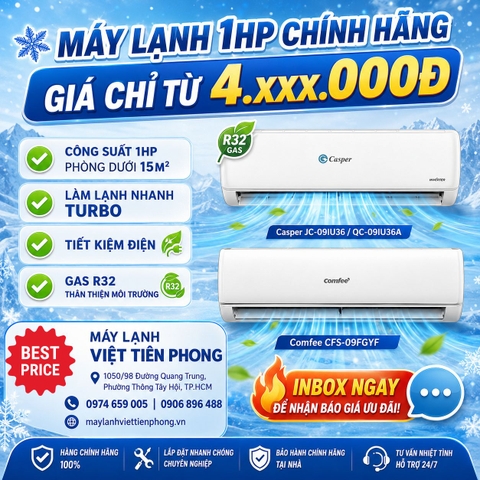 So Sánh Máy Lạnh Casper 09IU36 Và Comfee CFS-09FGYF: Đâu Là Lựa Chọn Tốt Nhất Cho Phòng Dưới 15m²?