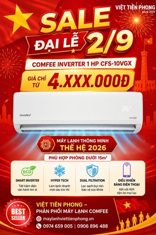 Máy lạnh Comfee Inverter 1 HP CFS-10VGX – SALE ĐẠI LỄ 2/9, GIÁ CHỈ TỪ 4.XXX.000Đ