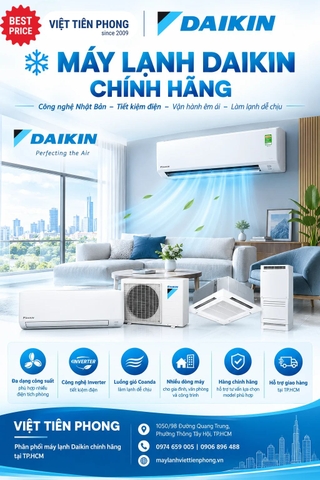 Máy lạnh Daikin chính hãng – Công nghệ Nhật Bản, tiết kiệm điện, vận hành êm ái