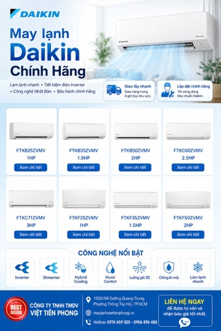 Điều Hòa Daikin Chính Hãng 2026 – Bảng Giá Mới Nhất, Công Nghệ Inverter Tiết Kiệm Điện