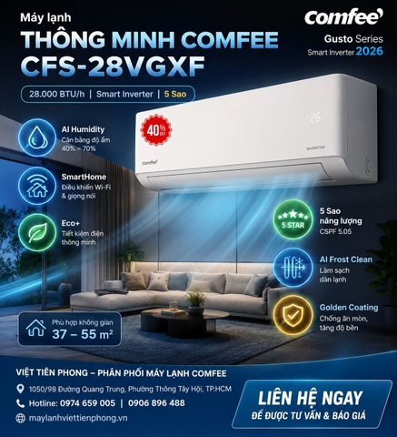 Máy lạnh thông minh Comfee 5 sao CFS-28VGXF – Gusto Series Smart Inverter