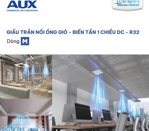 Máy Lạnh Giấu Trần Nối Ống Gió AUX Inverter R32 18K–60K BTU – Giải Pháp Điều Hòa Âm Trần Cao Cấp