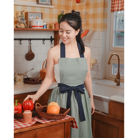 Tạp Dề Thiết Kế Tối Giản, Sang Trọng –  Tạp Dề Thời Trang Cao Cấp –  Màu Rêu Nhạt, Rêu Đậm, Tiêu, Tím Than - Set RÊU