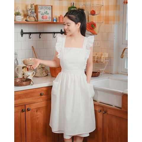 Copy of Tạp Dề  Vintage Ren  – Tạp Dề Thời Trang Cao Cấp - Dành Cho Mẹ Và Bé, Màu Trắng/Xanh - Set NGỌT