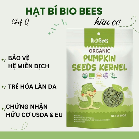 Hạt Bí Xanh Hữu Cơ Bio Bees 200g – Chứng Nhận USDA & EU Organic, Giàu Dinh Dưỡng