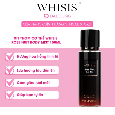 Body Mist Xịt thơm cơ thể Whisis Rose Nuit Body Mist 150ml - Hương hoa Hồng tinh tế và Quyến rũ (màu Đen)