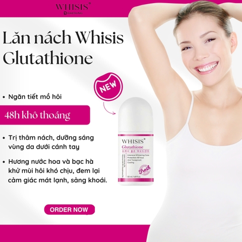 Lăn khử mùi dưỡng trắng da trị thâm Whisis Glutathione 50ml