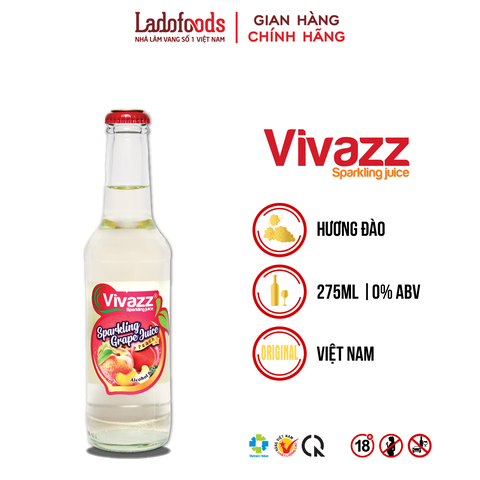 Vivazz Sparkling Juice - Nước Nho Có Ga Vị Đào - 275ML