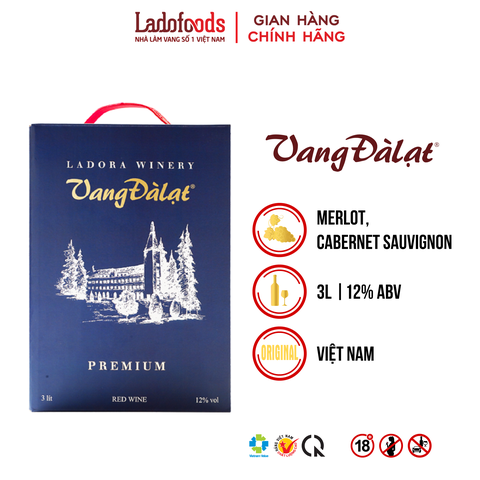 Vang Đàlạt Premium Red Wine Hộp 3L