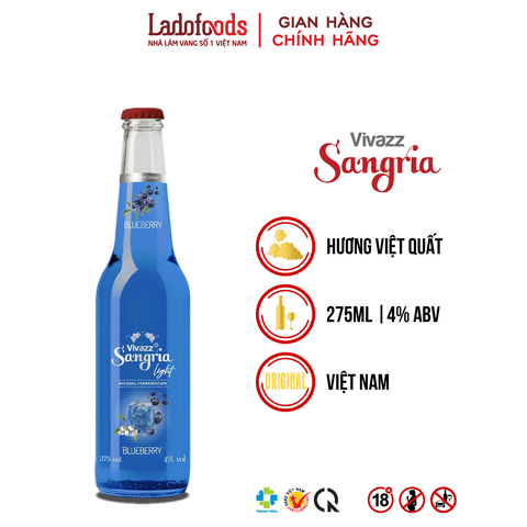 Vivazz Sangria Light Hương Việt Quất - Chai 275ML