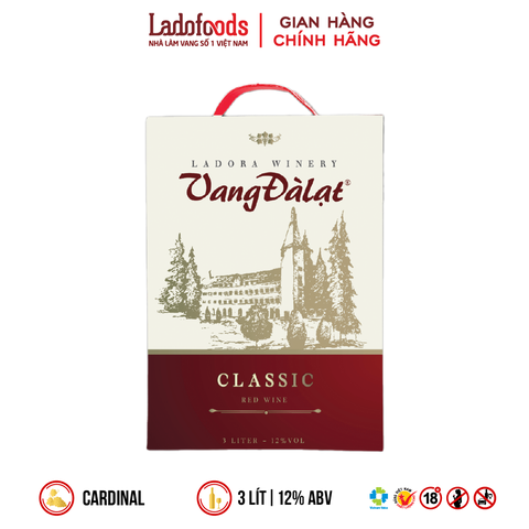 Vang Đàlạt Classic Red Wine Hộp 3L