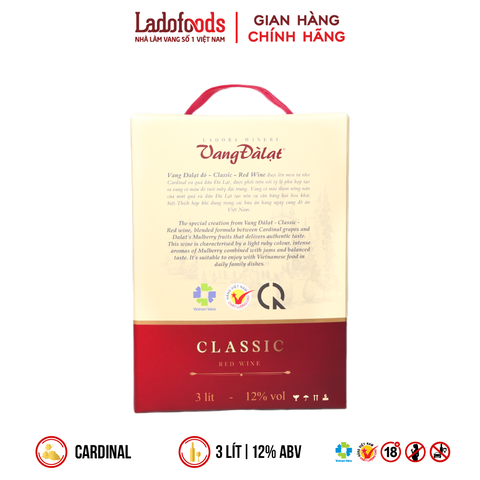 Vang Đàlạt Classic Red Wine Hộp 3L