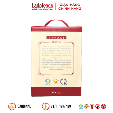 Vang Đàlạt Export Red Wine Hộp 3L