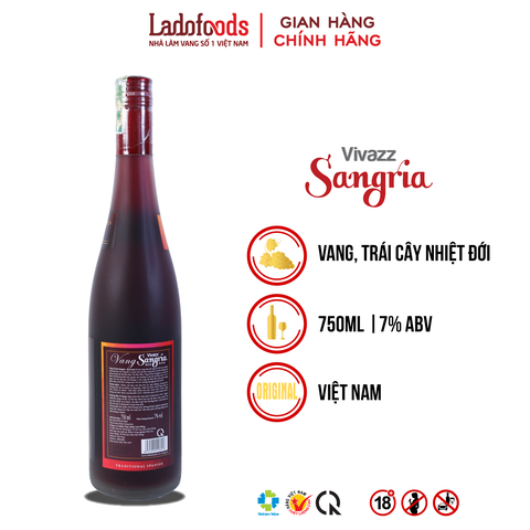 Vang Vivazz Sangria Red Wine 750ML 7% Vol