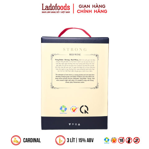 Vang Đàlạt Strong Red Wine Hộp 3L