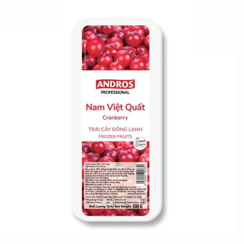 Nam việt quất nguyên trái đông lạnh Andros (Frozen Cranberry - IQF) - hộp 500g