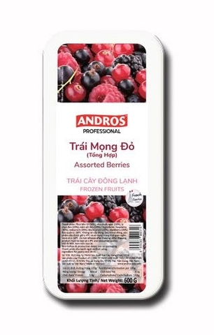 Trái mọng đỏ nguyên trái tổng hợp đông lạnh Andros (Frozen Assorted Berries - IQF) - hộp 600g