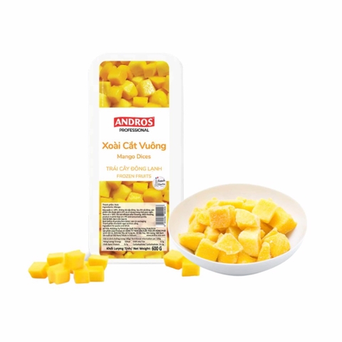 Xoài cắt vuông đông lạnh Andros (Frozen Mango dices - IQF) - hộp 600g