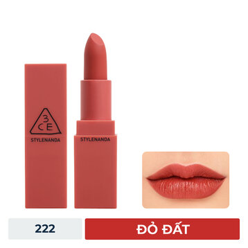 Son Thỏi 3CE Mịn Lì 222 Step And Go - Đỏ Đất 3.5g