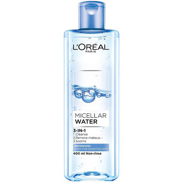 Nước Tẩy Trang L'Oreal Tươi Mát Cho Da Dầu, Hỗn Hợp 400ml Micellar Water 3-in-1 Refreshing Even For Sensitive Skin