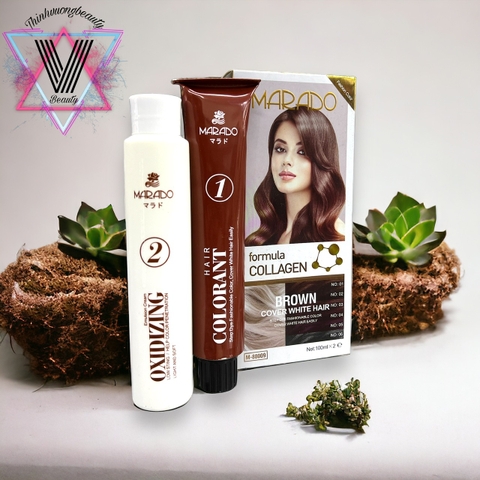 Kem nhuộm tóc phủ bạc Collagen Marado 100ml