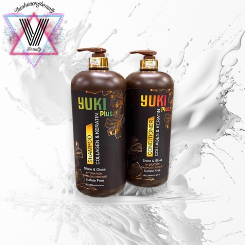 Dầu Gội Xả Collagen Keratin YUKI PLus 2000ml