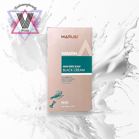 Thuốc Nhuộm Tóc Đen Phủ Bạc Keratin Không Dính Da Đầu Marubi 250Ml X2