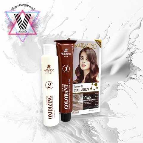 Kem nhuộm tóc phủ bạc Collagen Marado 100ml