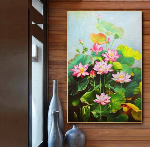 Tranh Hoa Sen Tráng Gương Pha Lê