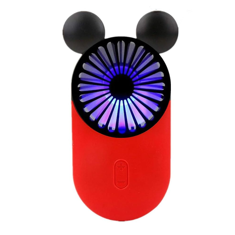 Quạt mini cầm tay màu đỏ tai Mickey