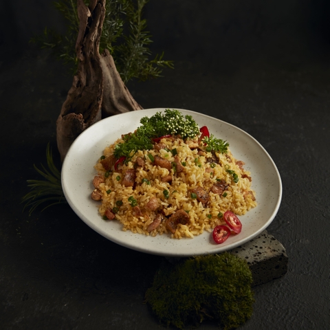 Fried rice with chicken and salted fish