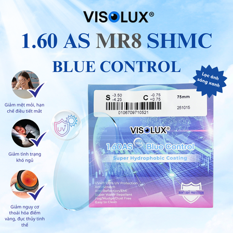 Tròng Kính VISOLUX 1.60 AS MR8 Blue Control