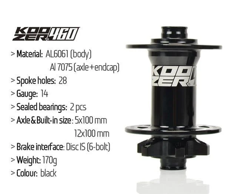 ĐÙM TRƯỚC XE ĐẠP KOOZER XR460 12x100 28C