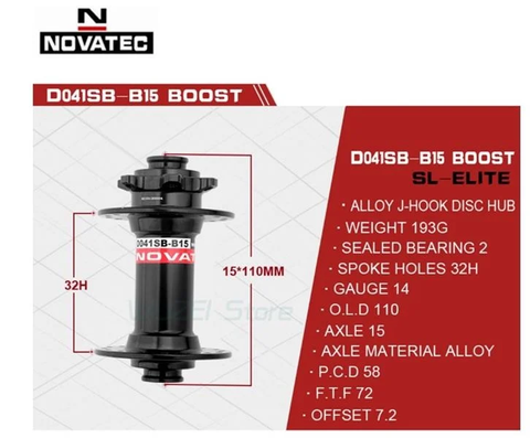 ĐÙM TRƯỚC XE ĐẠP NOVATEC D041 9x100 / 15x100 / 15x110