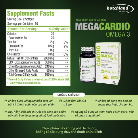 HOTCHLAND MEGACARDIO - VIÊN UỐNG DẦU CÁ OMEGA3