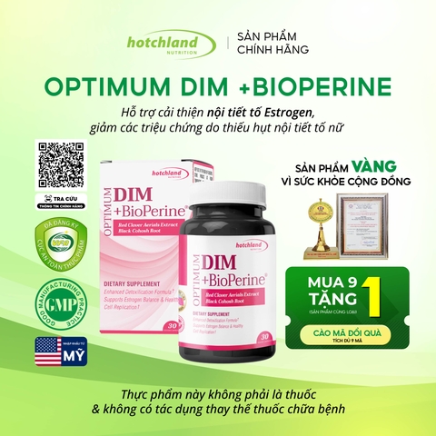 HOTCHLAND OPTIMUM DIM +BIOPERINE<sup>®</sup> - VIÊN UỐNG HỖ TRỢ CẢI THIỆN NỘI TIẾT TỐ ESTROGEN