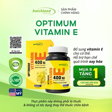 OPTIMUM VITAMIN E400 IU DL - ALPHA TOCOPHERYL - VIÊN UỐNG BỔ SUNG VITAMIN E (HỘP 60 VIÊN)