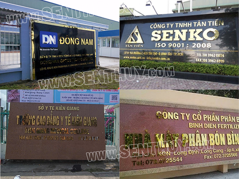 BẢNG HIỆU ĐÁ HOA CƯƠNG GẮN CHỮ NỔI INOX CỰC ĐẸP