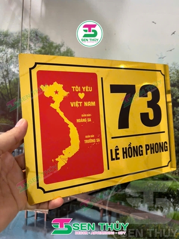 Bảng Số Nhà HÌNH LÁ CỜ VIỆT NAM ALU IN UV - BSN018