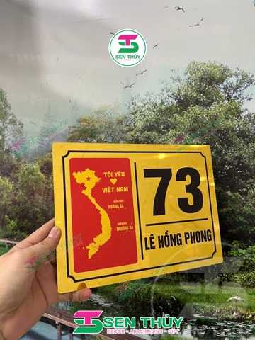 Bảng Số Nhà HÌNH LÁ CỜ VIỆT NAM ALU IN UV - BSN018