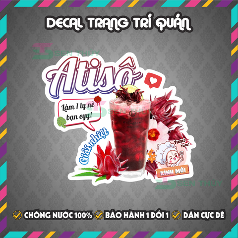 Decal ATISO - Decal Dán Tường Trang Trí Quán Ăn, Trà Sữa, Cà Phê - Chống Thấm Nước, Chống Nắng, Cắt Sẵn