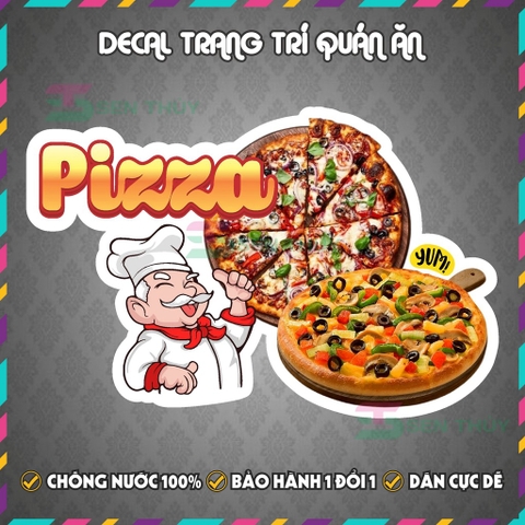 Decal PIZZA - Decal Dán Tường Trang Trí Quán Ăn, Trà Sữa, Cà Phê - Chống Thấm Nước, Chống Nắng, Cắt Sẵn