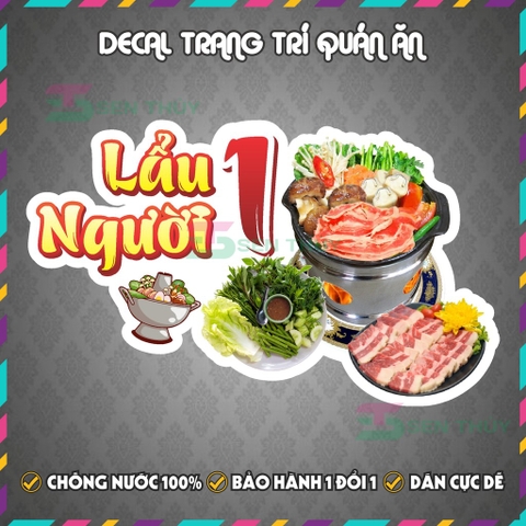 Decal LẨU 1 NGƯỜI - Decal Dán Tường Trang Trí Quán Ăn, Trà Sữa, Cà Phê - Chống Thấm Nước, Chống Nắng, Cắt Sẵn