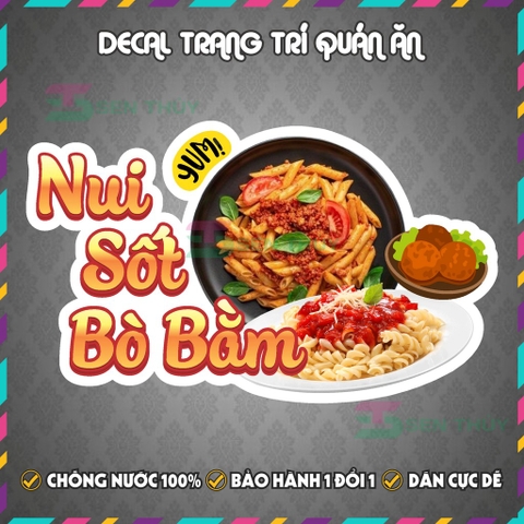 Decal NUI SỐT BÒ BẰM - Decal Dán Tường Trang Trí Quán Ăn, Trà Sữa, Cà Phê - Chống Thấm Nước, Chống Nắng, Cắt Sẵn