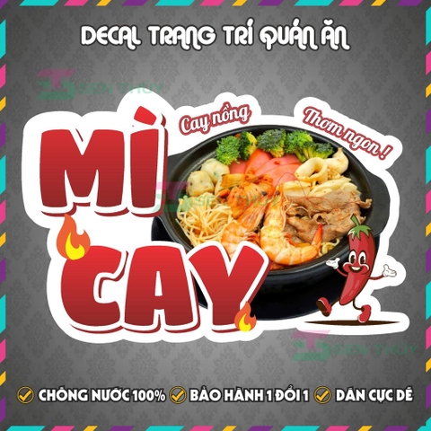 Decal MÌ CAY - Decal Dán Tường Trang Trí Quán Ăn, Trà Sữa, Cà Phê - Chống Thấm Nước, Chống Nắng, Cắt Sẵn