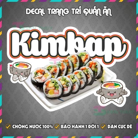Decal KIMBAP - Decal Dán Tường Trang Trí Quán Ăn, Trà Sữa, Cà Phê - Chống Thấm Nước, Chống Nắng, Cắt Sẵn